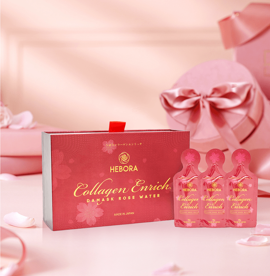 Nước uống Hebora Collagen Enrich Damask Rose Water ( 28 túi x 15ml )
