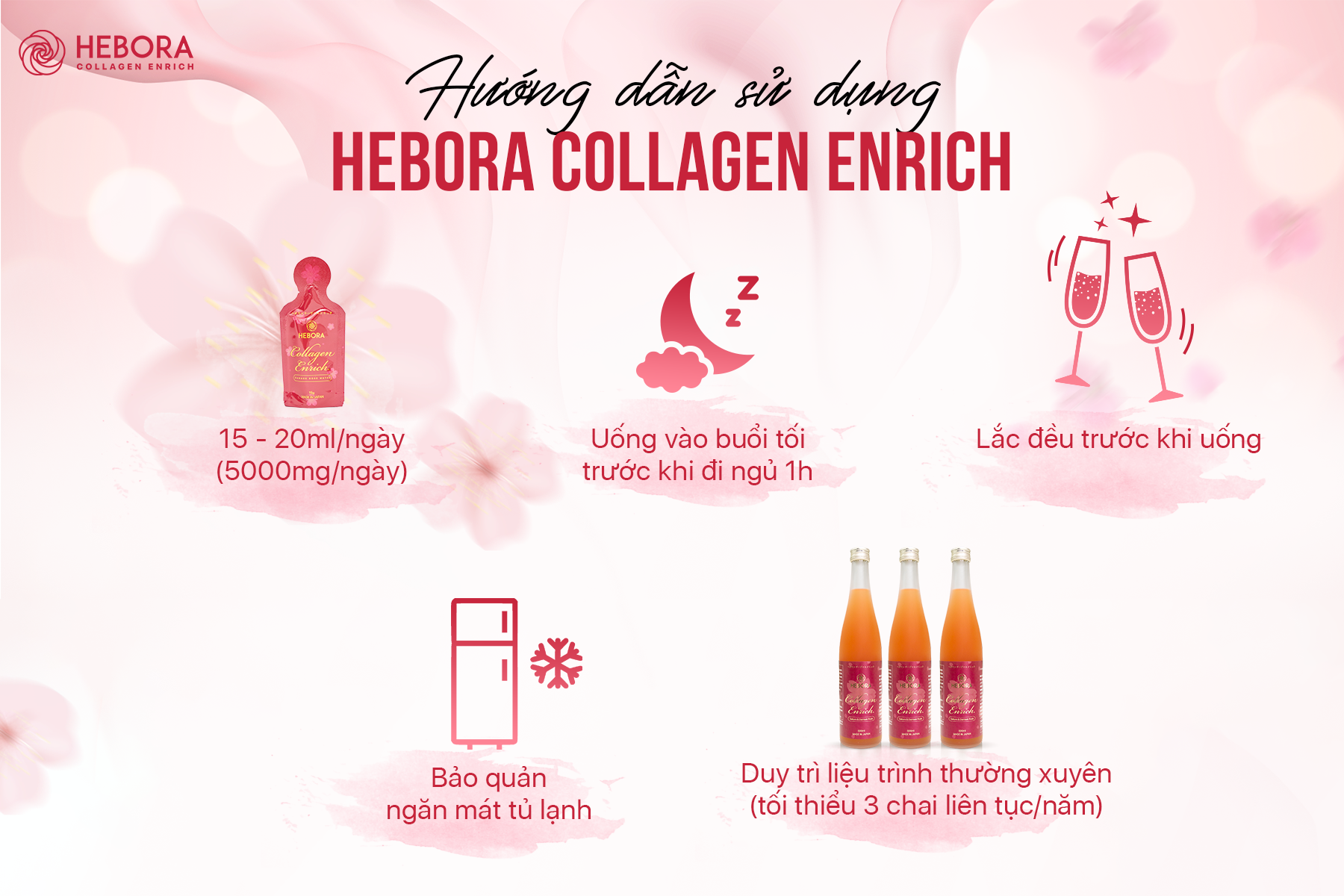 Hướng dẫn sử dụng Hebora Collagen Enrich